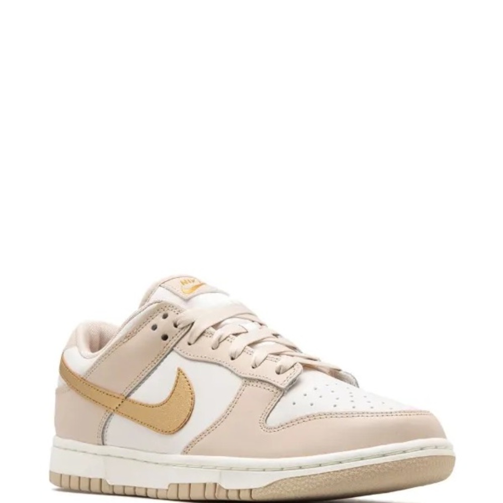 Nike Dunk Low Swoosh Gold Sneakers Size 7 - Picture 2 of 5